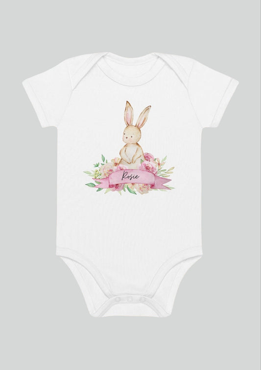 Easter Whimsical Bunny Personalised Name Bodysuit