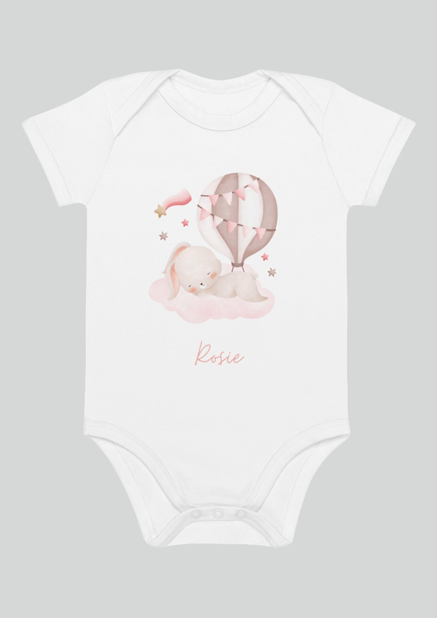Personalised Name Bunny Hot Air Baloon Bodysuit