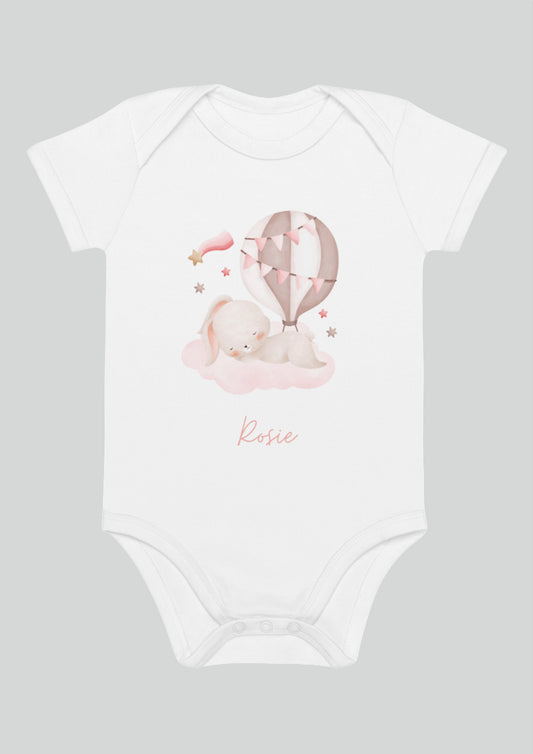 Personalised Name Bunny Hot Air Baloon Bodysuit