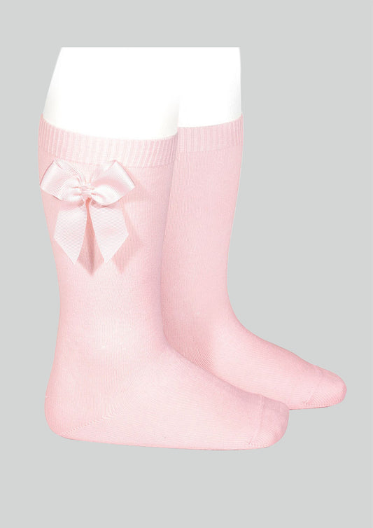Condor Baby Satin Bow Knee Socks in Pink