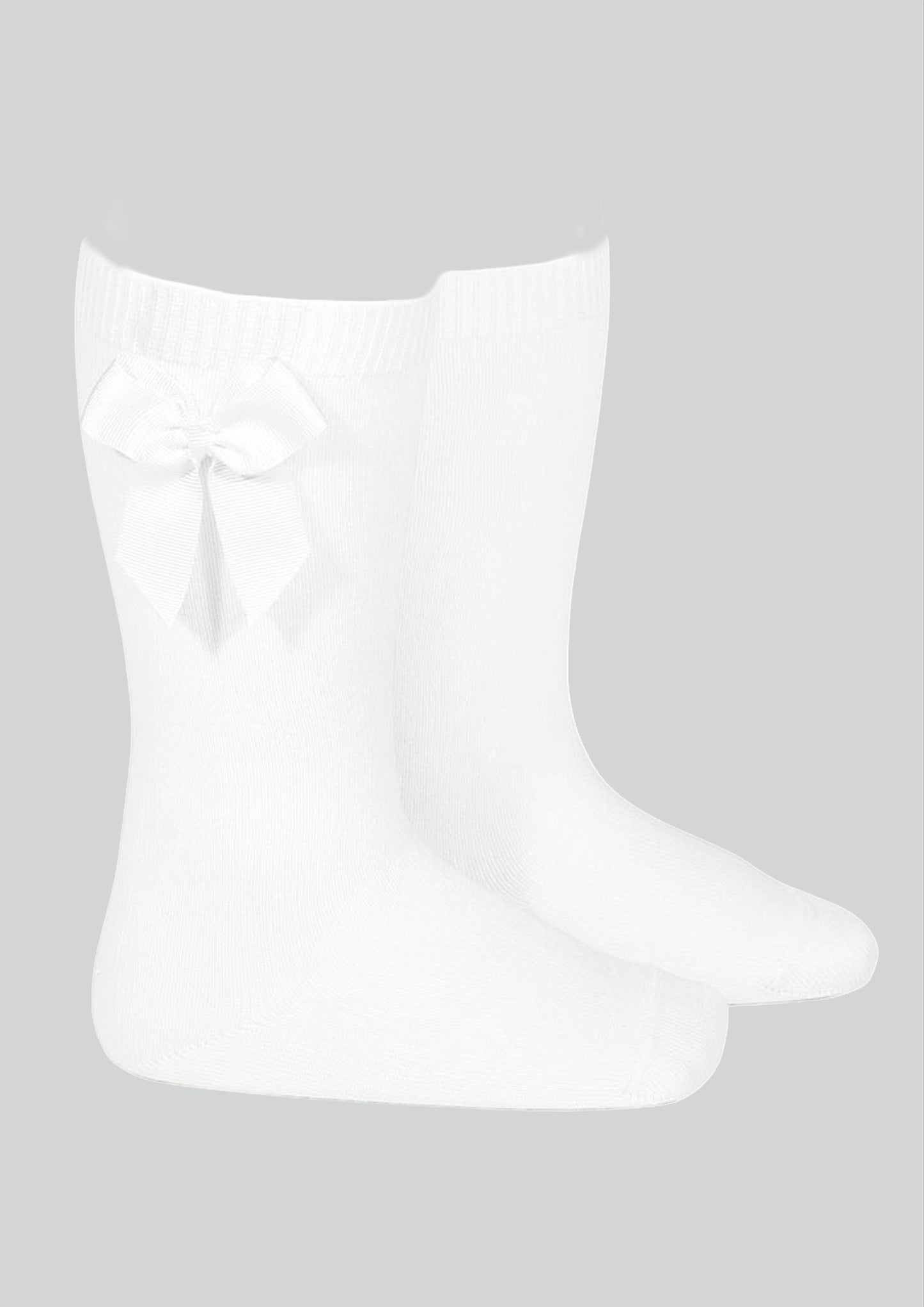 Condor white satin bow knee socks