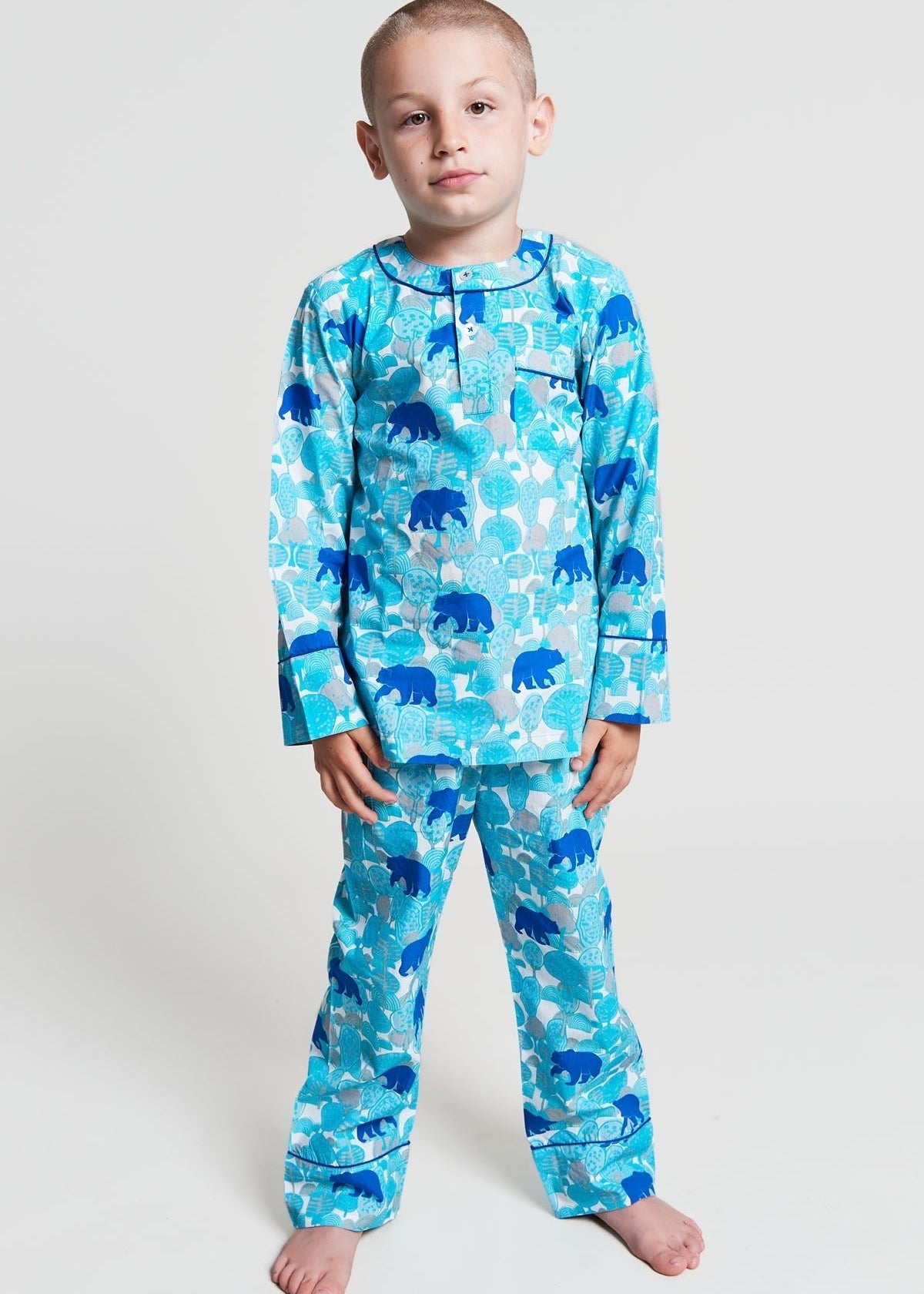 the wandering bear - organic cotton kids pyjama set - Kutti Lulu