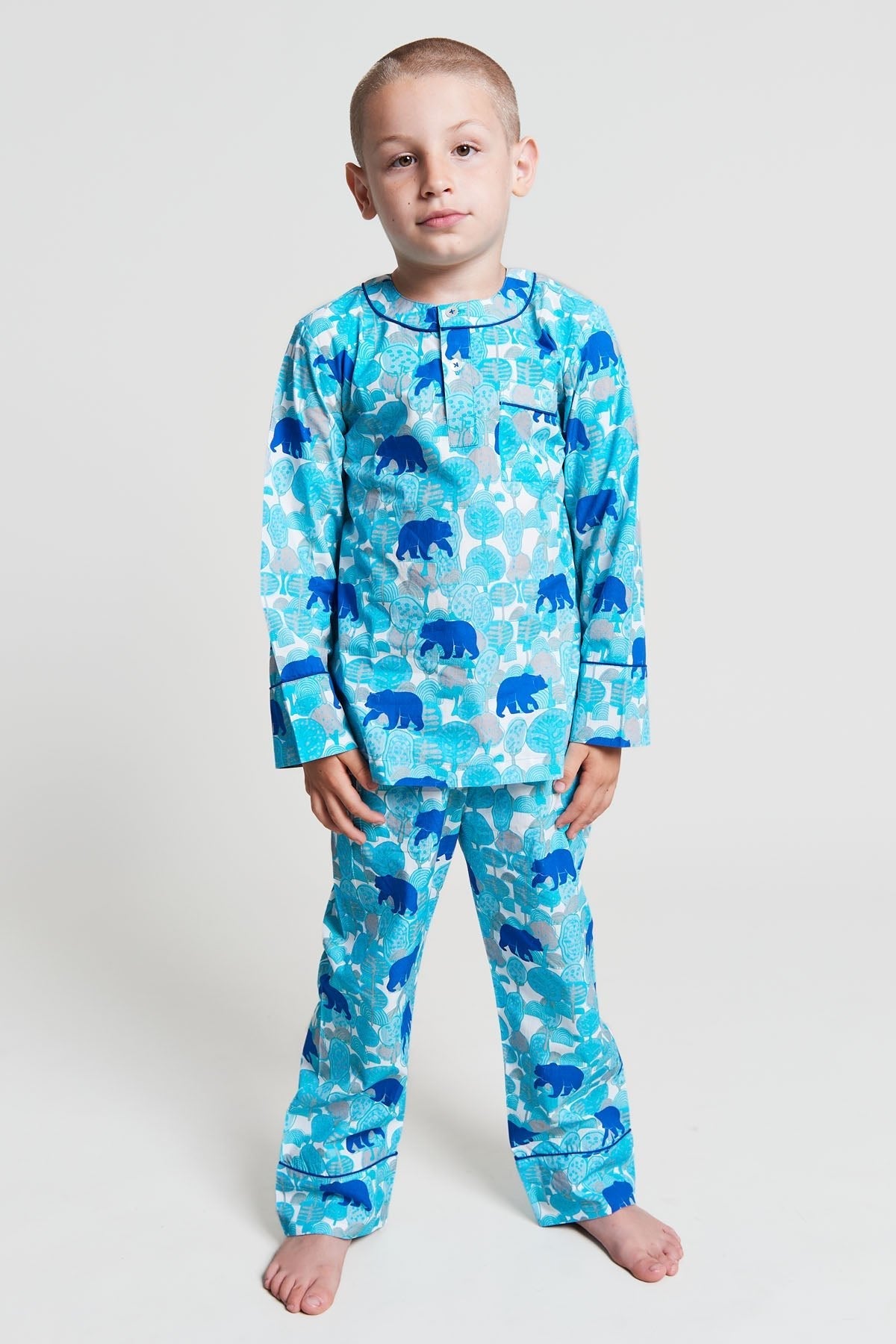 the wandering bear - organic cotton kids pyjama set - Kutti Lulu