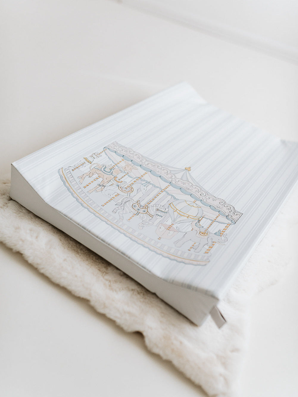 The Gilded Bird 'Carousel' Blue Stripe Wedge Mat - Rose & Albert
