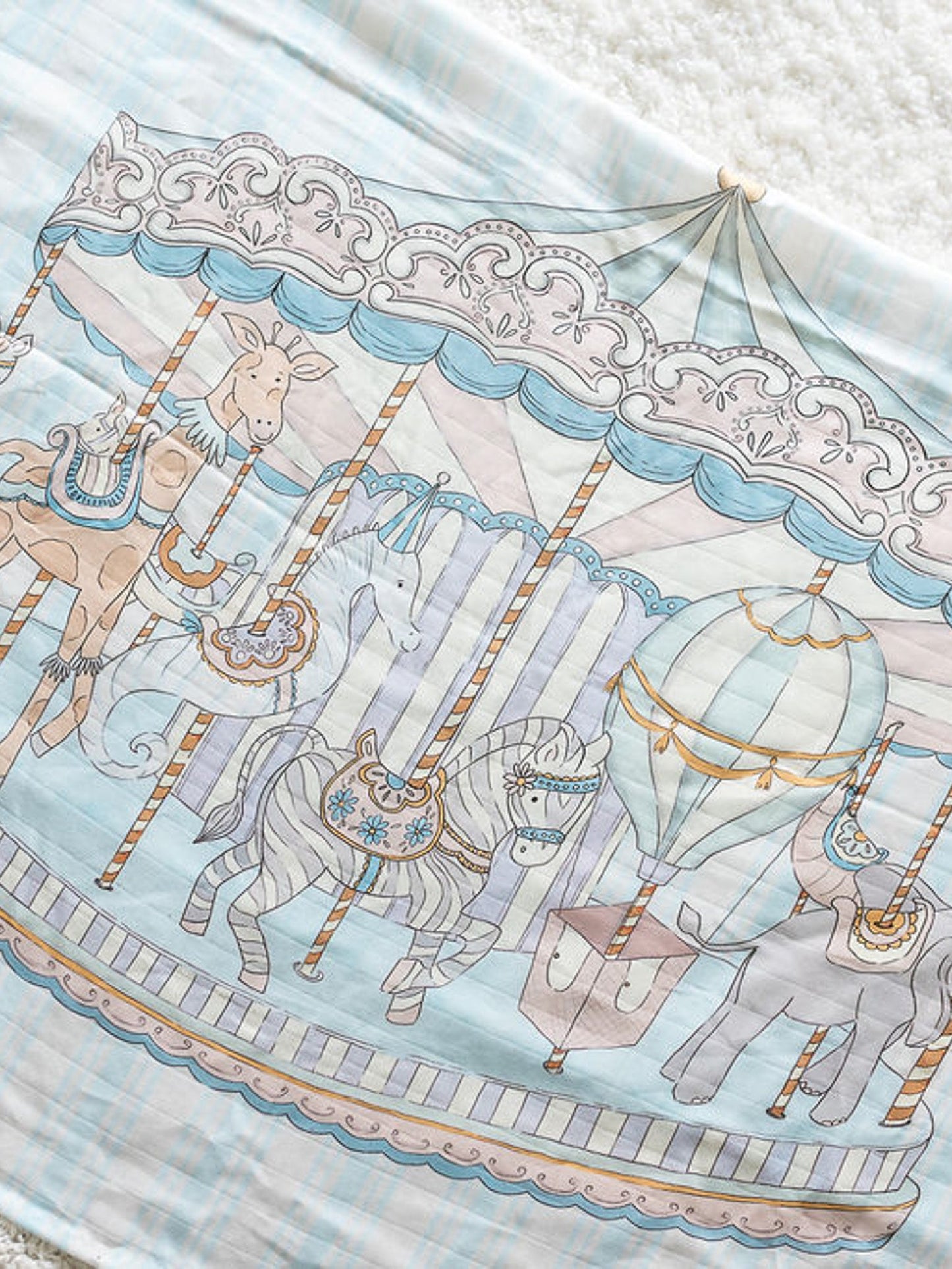 The Gilded Bird 'Carousel' XL Muslin Swaddle - Rose & Albert