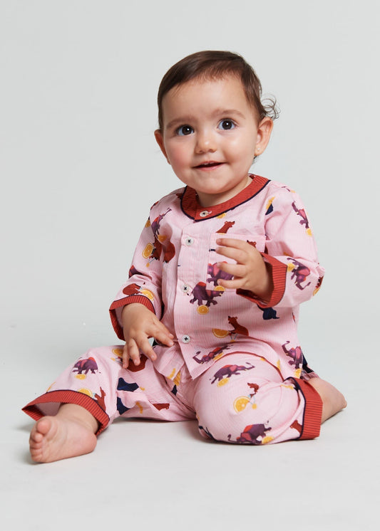 topsy turvy circus - organic cotton baby pyjama set - Kutti Lulu