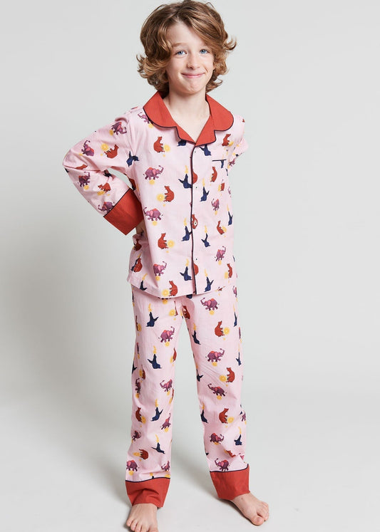 topsy turvy circus - organic cotton kids pyjama set - Kutti Lulu