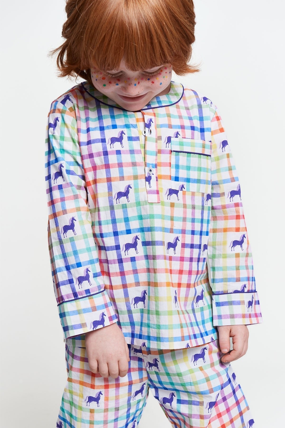 unicorn mosaic - organic cotton kids pyjama set - Kutti Lulu