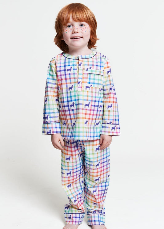 unicorn mosaic - organic cotton kids pyjama set - Kutti Lulu