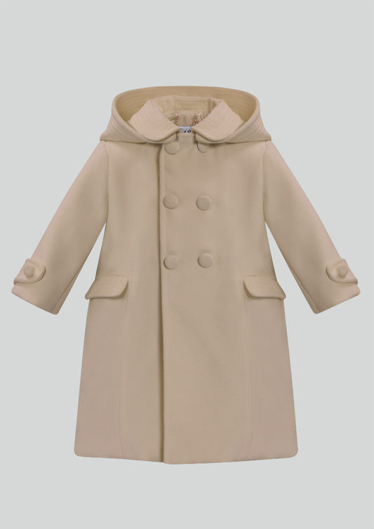 Sarah Louise Camel Traditional Coat with Velvet Trim