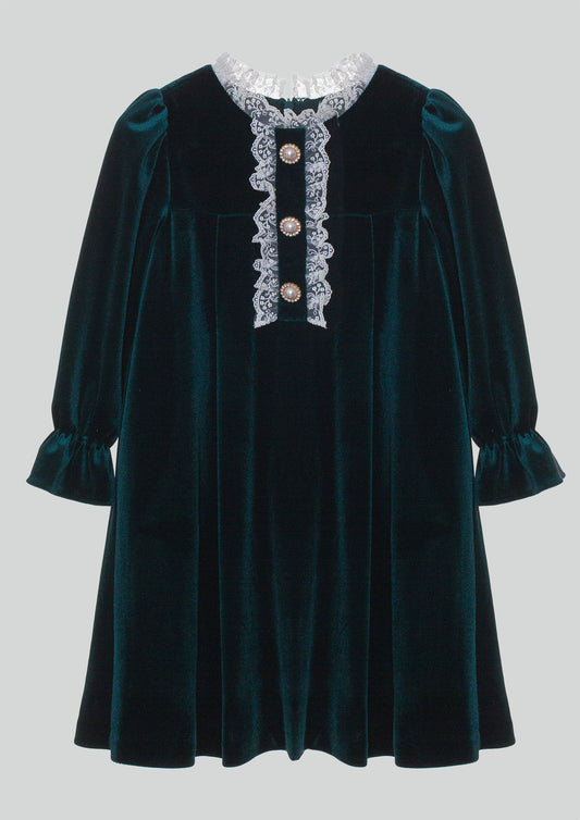 Patachou Velvet Dress in Green