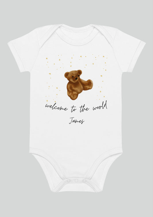 Welcome to the World Personalised Name Bear Bodysuit