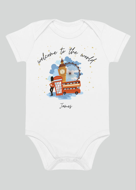 Welcome to the World London Town Personalised Name Bodysuit
