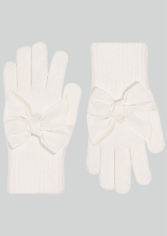 Condor Cream gloves with velvet bow