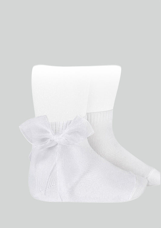 Condor white organza bow ankle socks