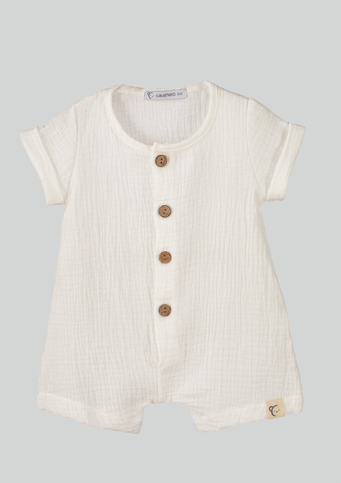 Calamaro Baby Cream Cheesecloth Romper