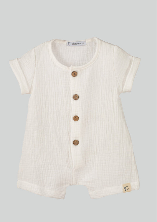 Calamaro Baby Cream Cheesecloth Romper