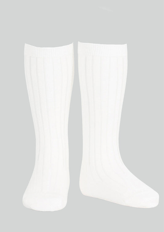 Condor white ribbed knee socks