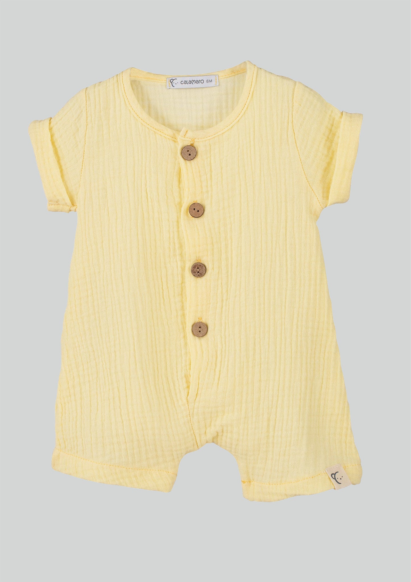 Calamaro Baby Lemon Cheesecloth Romper