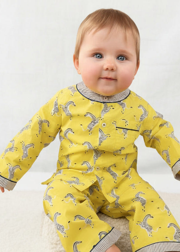 zebra strides - organic cotton baby pyjama set - Kutti Lulu