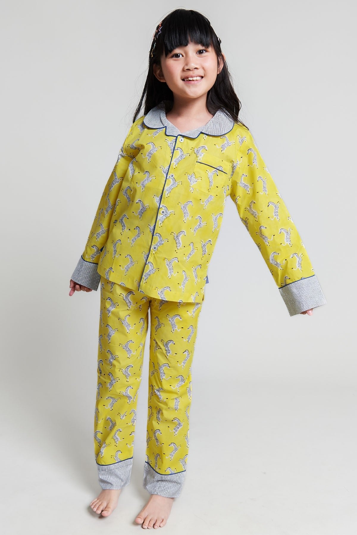 zebra strides - organic cotton kids pyjama set - Kutti Lulu