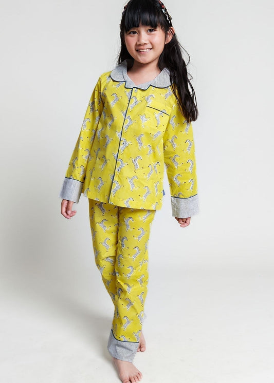 zebra strides - organic cotton kids pyjama set - Kutti Lulu